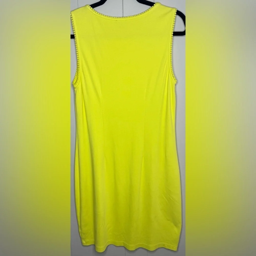 Talbots 100% Cotton Knit Neon Yellow Sleeveless Shift Medium Petite